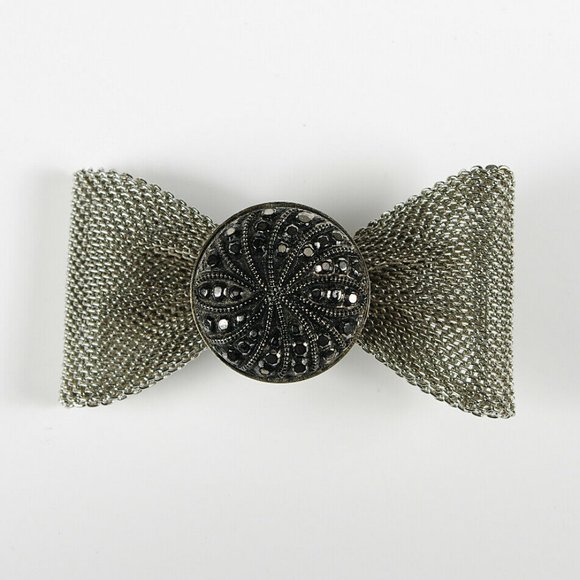 Vintage Art Deco Mesh Marcasite Bow Brooch / Pin - Picture 1 of 4